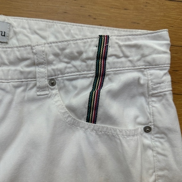 Ecru Cotton Blend White Pants Womens Sz 6 Buttons Ankle Straight Leg - Picture 5 of 12